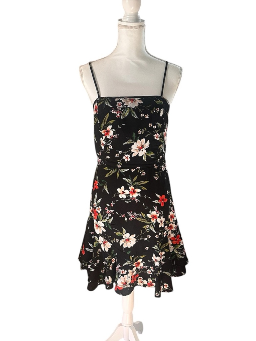 Xhileration Black Floral Summer Dress, M
